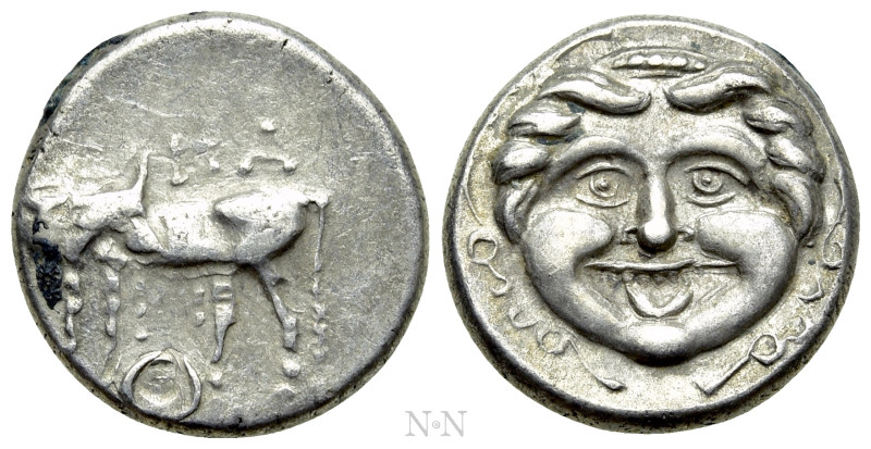 MYSIA. Parion. Hemidrachm (4th century BC). 

Obv: ΠΑ / ΡΙ. 
Bull, with head ...