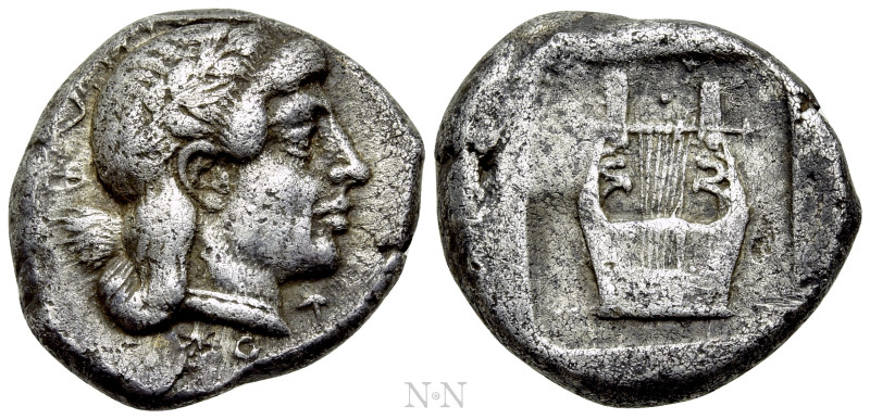 IONIA. Kolophon. Drachm (Circa 450-410 BC).

Obv: KOΛOΦΩNION.
Laureate head o...