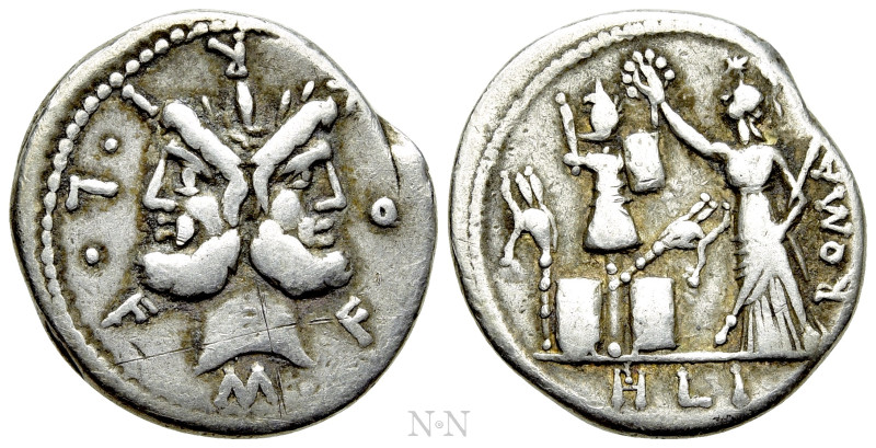 M. FURIUS L.F. PHILUS. Denarius (120 BC). Rome. 

Obv: M FOVRI L F. 
Laureate...