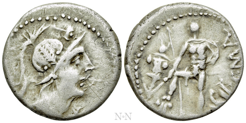 C. MALLEOLUS C. F. Denarius (118 BC). Rome. 

Obv: Helmeted head of Mars right...