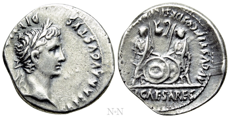 AUGUSTUS (27 BC-14 AD). Denarius. Lugdunum. 

Obv: CAESAR AVGVSTVS DIVI F PATE...