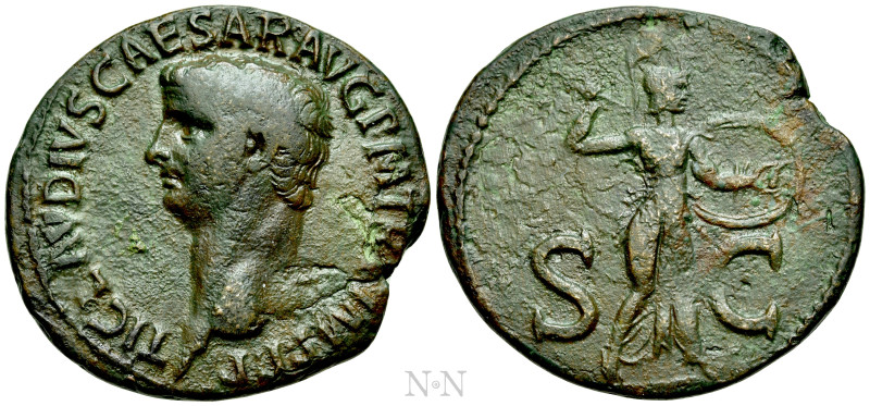 CLAUDIUS (41-54). As. Rome. 

Obv: TI CLAVDIVS CAESAR AVG P M TR P IMP P P. 
...