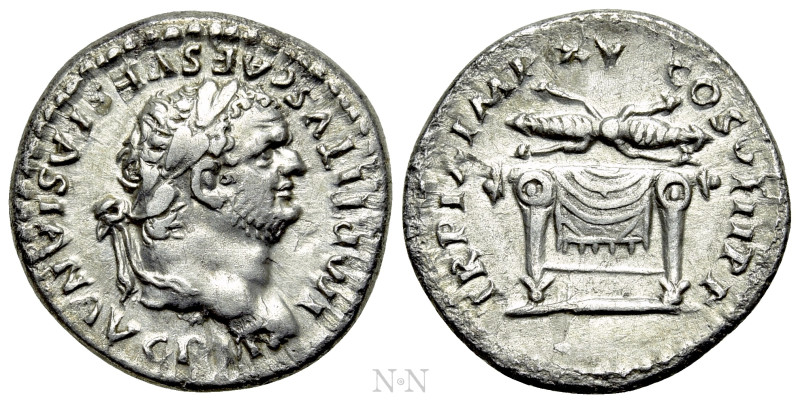 TITUS (79-81). Denarius. Rome. 

Obv: IMP TITVS CAES VESPASIAN AVG P M. 
Laur...