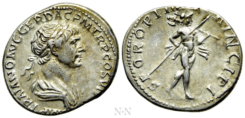 TRAJAN (98-117). Denarius. Rome. 

Obv: IMP TRAIANO AVG GER DAC P M TR P COS V...