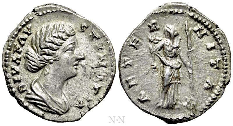 DIVA FAUSTINA II (Died 175/6). Denarius. Rome. 

Obv: DIVA FAVSTINA PIA. 
Dra...