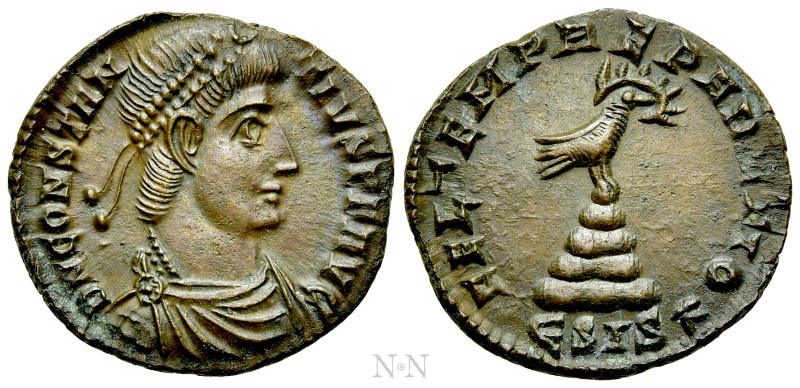 CONSTANTIUS II (337-361). Ae. Siscia. 

Obv: D N CONSTANTIVS P F AVG. 
Diadem...