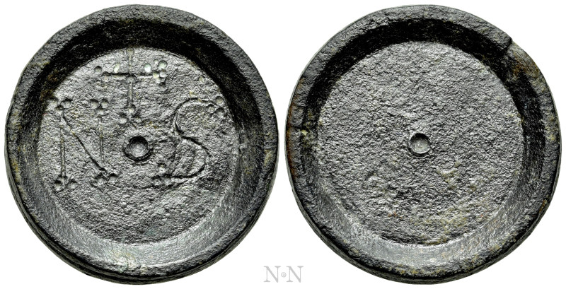 COMMERCIAL WEIGHT (Circa 5th century). Circular Ae 6 Nomismata Weight. 

Obv: ...