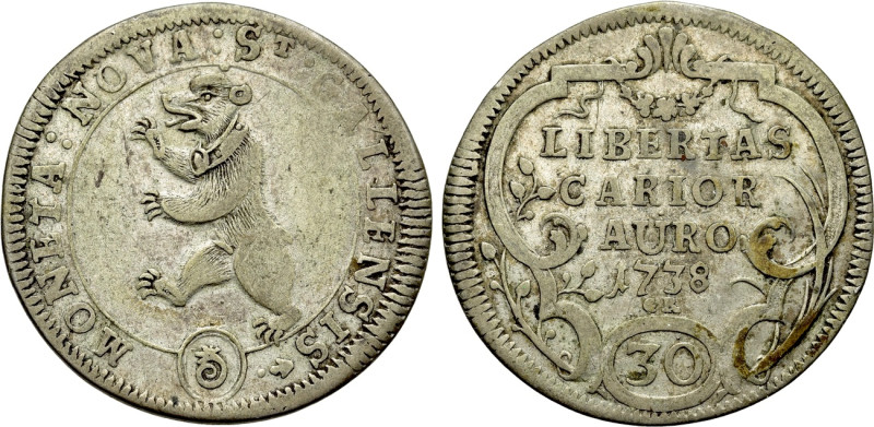 SWITZERLAND. St. Gallen. 30 Kreuzer (1738). 

Obv: MONETA NOVA ST GALLENSIS. ...