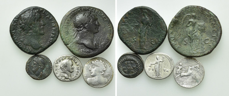 5 Roman Coins. 

Obv: .
Rev: .

. 

Condition: See picture.

Weight: g....