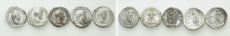 5 Roman Denarii. 

Obv: .
Rev: .

. 

Condition: See picture.

Weight: ...