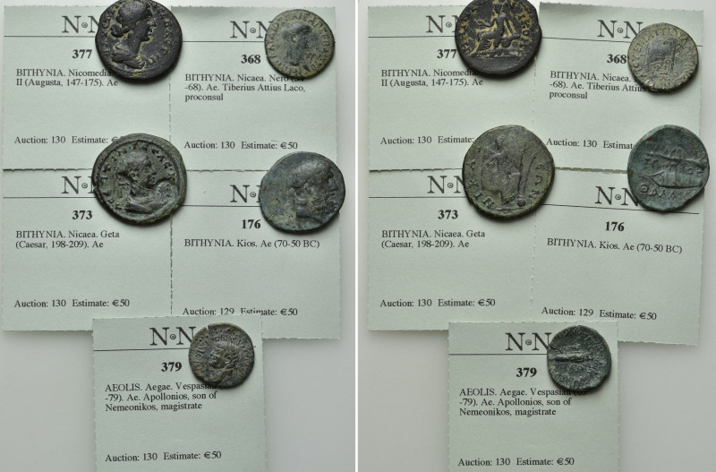 5 Roman Provincial Coins. 

Obv: .
Rev: .

. 

Condition: See picture.
...