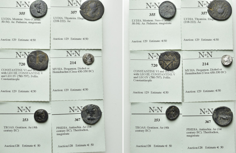 6 Greek and Romanl Coins. 

Obv: .
Rev: .

. 

Condition: See picture.
...