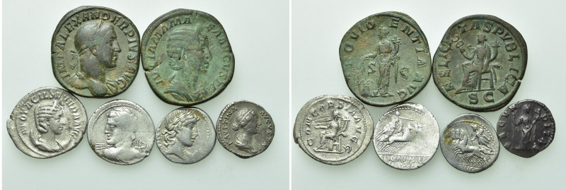 6 Roman Coins. 

Obv: .
Rev: .

. 

Condition: See picture.

Weight: g....