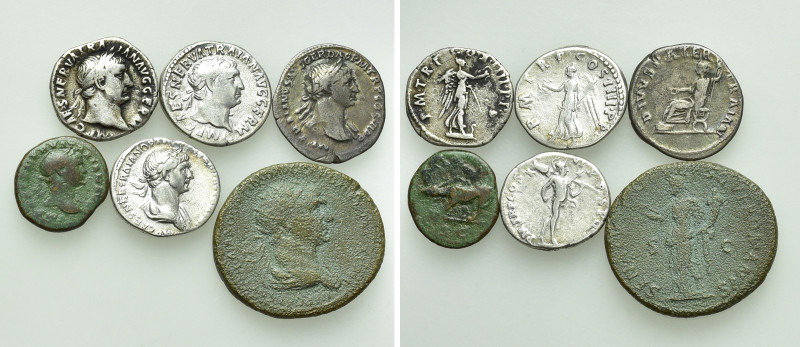 6 Coins of Trajan. 

Obv: .
Rev: .

. 

Condition: See picture.

Weight...