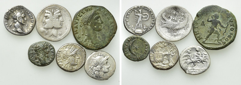 6 Roman Coins. 

Obv: .
Rev: .

. 

Condition: See picture.

Weight: g....