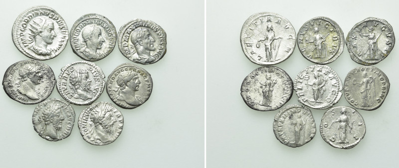 8 Roman Denarii and Antoniniani. 

Obv: .
Rev: .

. 

Condition: See pict...