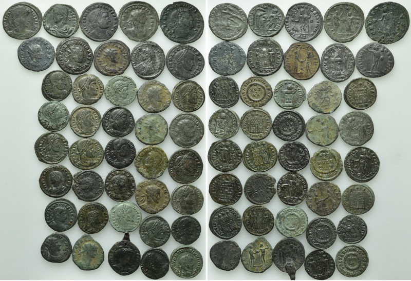 Circa 40 Late Roman Coins. 

Obv: .
Rev: .

. 

Condition: See picture.
...