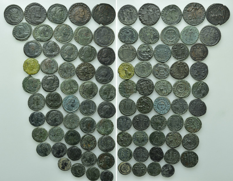 Circa 50 Roman Coins. 

Obv: .
Rev: .

. 

Condition: See picture.

Wei...