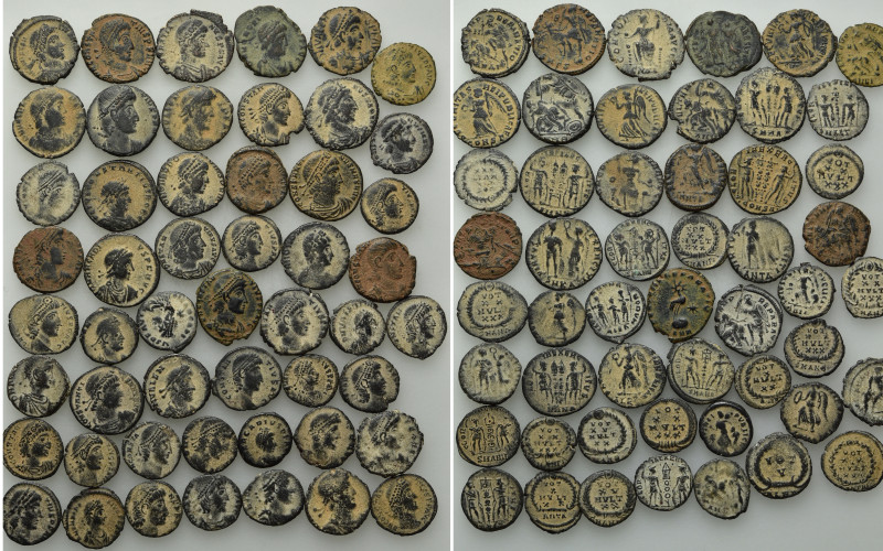 Circa 50 Late Roman Coins. 

Obv: .
Rev: .

. 

Condition: See picture.
...