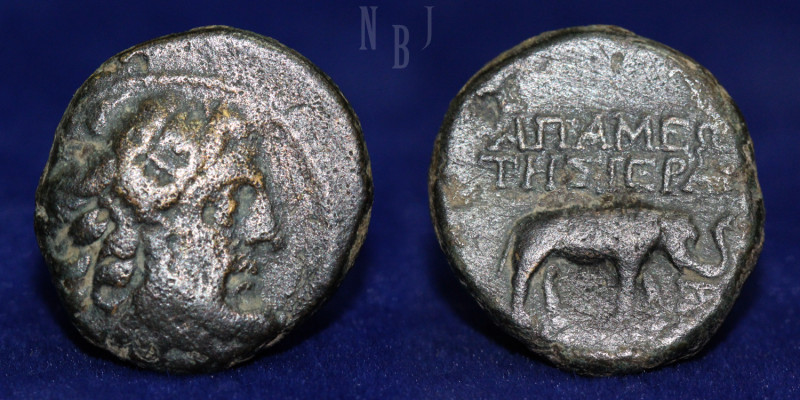 SELEUKIS and PIERIA: Apameia. 1st century BC. AE Folis. Laureate head of Zeus ri...