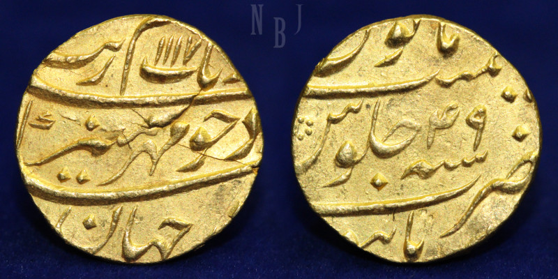 Mughal Empire: Aurangzeb (1658-1707), Gold Mohur, mint mostly off flan, Burhanpu...