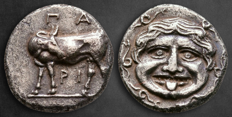 Mysia. Parion circa 400-300 BC. 
Hemidrachm AR

14 mm, 2,33 g

ΠΑ-ΡΙ, bull ...