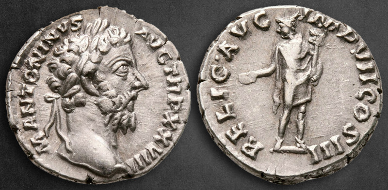 Marcus Aurelius AD 161-180. Rome
Denarius AR

17 mm, 3,52 g

M ANTONINVS AV...