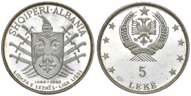 ALBANIA Repubblica popolare (1944-1991) 5 Leke 1968 - KM 49.1 AG (g 16,75) Minimo segnetto D/
PROOF