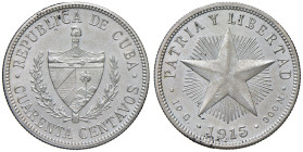 CUBA Prima repubblica (1902-1962) 40 Centavos 1915 - KM 14 AG (g 9,94) Hairlines da pulizia
SPL