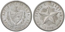 CUBA Prima repubblica (1902-1962) 20 Centavos 1915 - KM 13.2 AG (g 4,96) Colpetto
SPL-FDC
