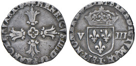 FRANCIA Enrico IV (1589-1610) Ottavo di scudo L data illegibile - Gad. 582 AG (g 4,63) Tosata.
qBB