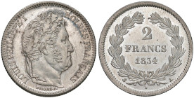 FRANCIA Luigi Filippo I (1830-1848) 2 Franchi 1834 A - KM. 743.1 AG (g 10,01)
qFDC/FDC