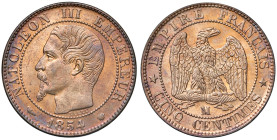 FRANCIA Napoleone III (1852-1870) 5 Centimes 1854 M - KM 777.6 CU (g 5,09) R Rame rosso.
FDC