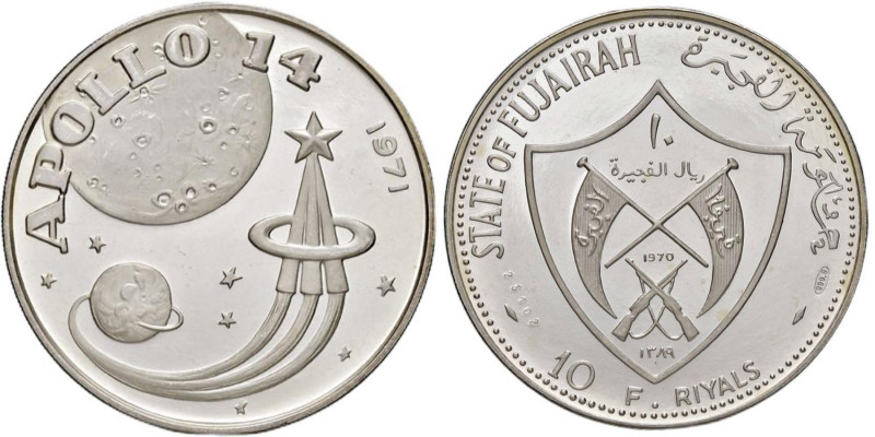 FUJAIRAH 10 Riyals 1971 Apollo 14 - KM 22 AG (g 29,98) 
PROOF