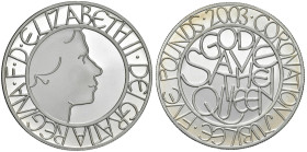 GRAN BRETAGNA Elisabetta II (1952-2022) 5 Sterline 2003 50° anniversario dell'incoronazione - SPINK L12 AG Box originale.
PROOF
