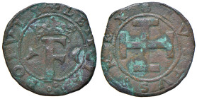 NAPOLI Ferdinando d'Aragona (1504-1516) Sestino - Magl. 12 var. CU (g 1,89) RR Al R/, nel terzo quarto della croce di Gerusalemme, un globetto. Nel vo...