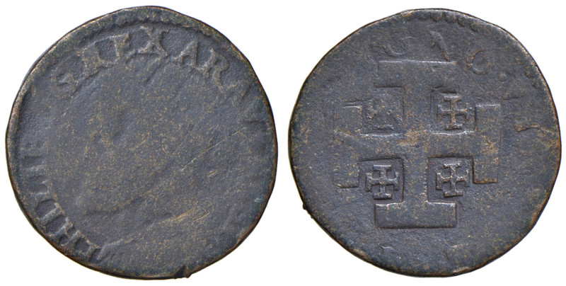 NAPOLI Filippo II d'Asburgo (1554-1598) 3 Cavalli - Magl. 157 var. CU (g 4,14) L...