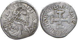 NAPOLI Filippo III d'Asburgo (1598-1621) Carlino 1620 - Magl. 25 AG (g 2,27) Contrassegno del coniatore lettera "F".
qBB