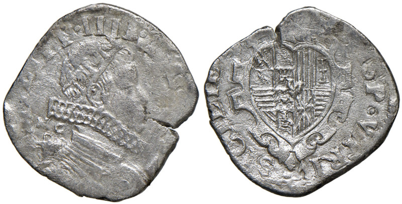 NAPOLI Filippo IV d'Asburgo (1621-1665) Tarì 1622 sigle MC/C - Magl. 18 AG (g 5,...