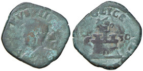 NAPOLI Filippo IV d'Asburgo (1621-1665) 9 Cavalli 1630 sigla MC - Magl. 91 CU (g 7,08) Contrassegno del coniatore "Y".
MB