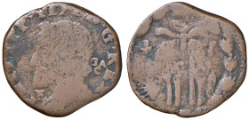 NAPOLI Filippo IV d'Asburgo (1621-1665) Tornese 1647 sigle GA/C - Magl. 118 CU (g 4,17) Contrassegno del coniatore lettera "F".
MB
