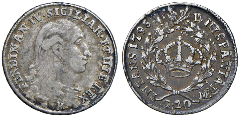 NAPOLI Ferdinando IV di Borbone (1759-1799) 20 Grana 1796 - Nom. 504 AG (g 4,54)...