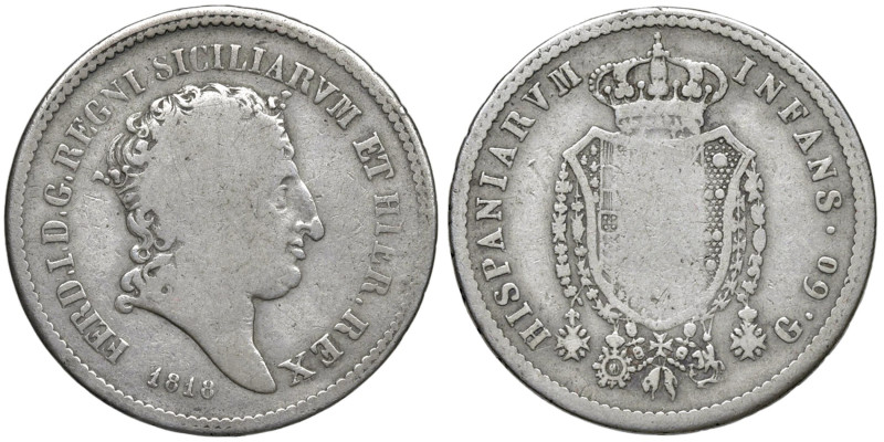 NAPOLI Ferdinando I di Borbone (1816-1825) 60 Grana 1818 - Nom. 802 AG (g 14,37)...