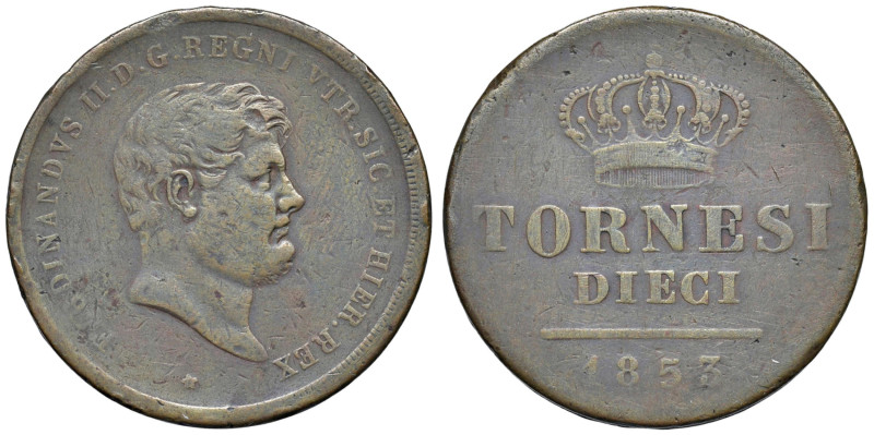 NAPOLI Ferdinando II di Borbone (1830-1859) 10 Tornesi 1853 - Nom. 1132 CU (g 29...