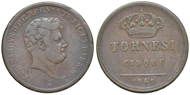 NAPOLI Ferdinando II di Borbone (1830-1859) 5 Tornesi 1849 - Nom. 1167 CU (g 16,...