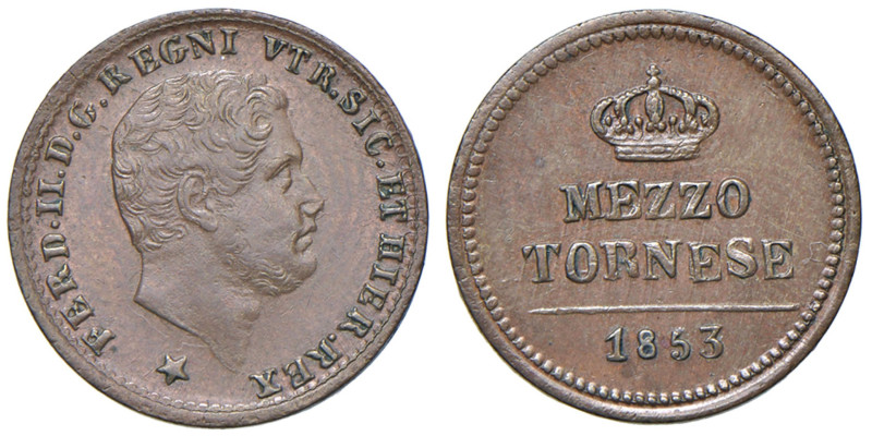 NAPOLI Ferdinando II di Borbone (1830-1859) Mezzo tornese 1853 - MIR 536/6 CU (g...