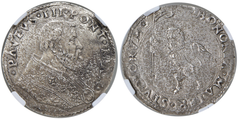 Paolo III (1534-1549) Bologna - Bianco - Munt. 100 AG (g. 5,51) R In Slab CCG n....