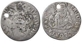 Giulio III (1550-1555) Grosso An. IV - Munt. 36b AG (g 1,23) RR Forata.
MB