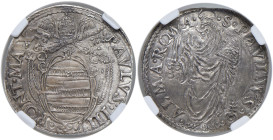 Paolo IV (1555-1559) Giulio - Munt. 15 AG (g. 3,11) In Slab CCG n. AA851518 MS62
MS62