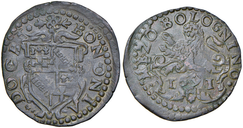 Innocenzo XII (1691-1700) Bologna - Mezzo bolognino 1691 - Munt. 139 CU (g 7,22)...